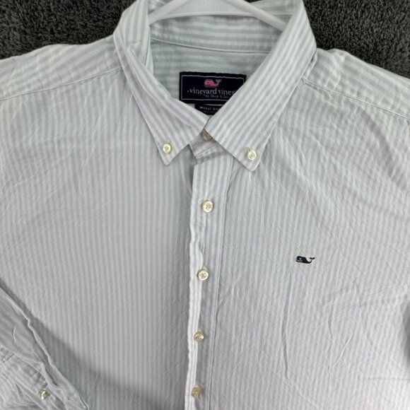 Vineyard Vines Long Sleeve Button Up Mens Striped Blue White XL Whale Shirt - Picture 1 of 13